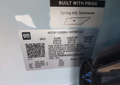 2024 Cadillac Lyriq Tech W/1Sa z USA, uszkodzony, nr VIN 1GYKPMRK6RZ104575